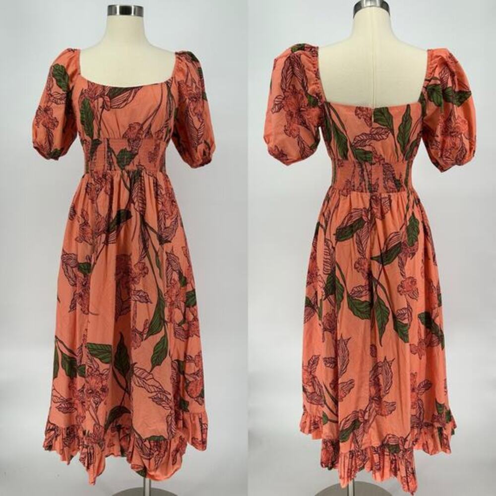 Hutch‎ Lora Midi Dress Size M – Floral Cotton, Pockets, Shoulder Flaw, EUC